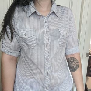 Verticle stripe grey button up